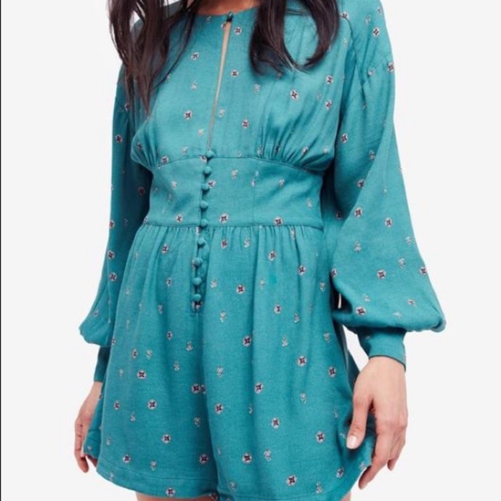Free people Love grows Romper (Green Comb)
